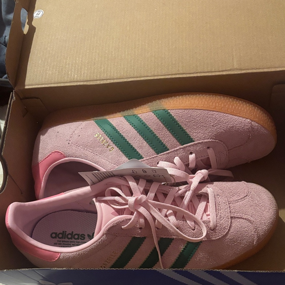 Adidas Gazelle Women's Suede Pink and Green Sneakers